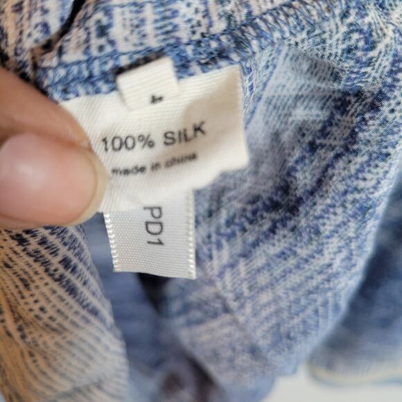 L'Agence Womens Silk Striped Snap Blouse Size 4 Blue Career Western Lightweight - Picture 8 of 13